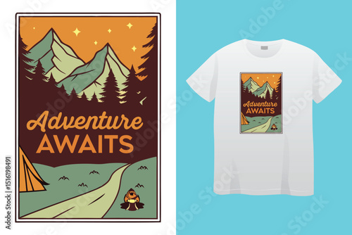 Camping T-Shirt Design – Outdoor Adventure, Nature, and Wilderness Exploration Graphic Tee,