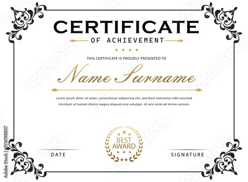 floral design of certificate diploma