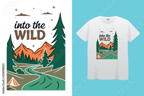 Camping T-Shirt Design – Outdoor Adventure, Nature, and Wilderness Exploration Graphic Tee,
