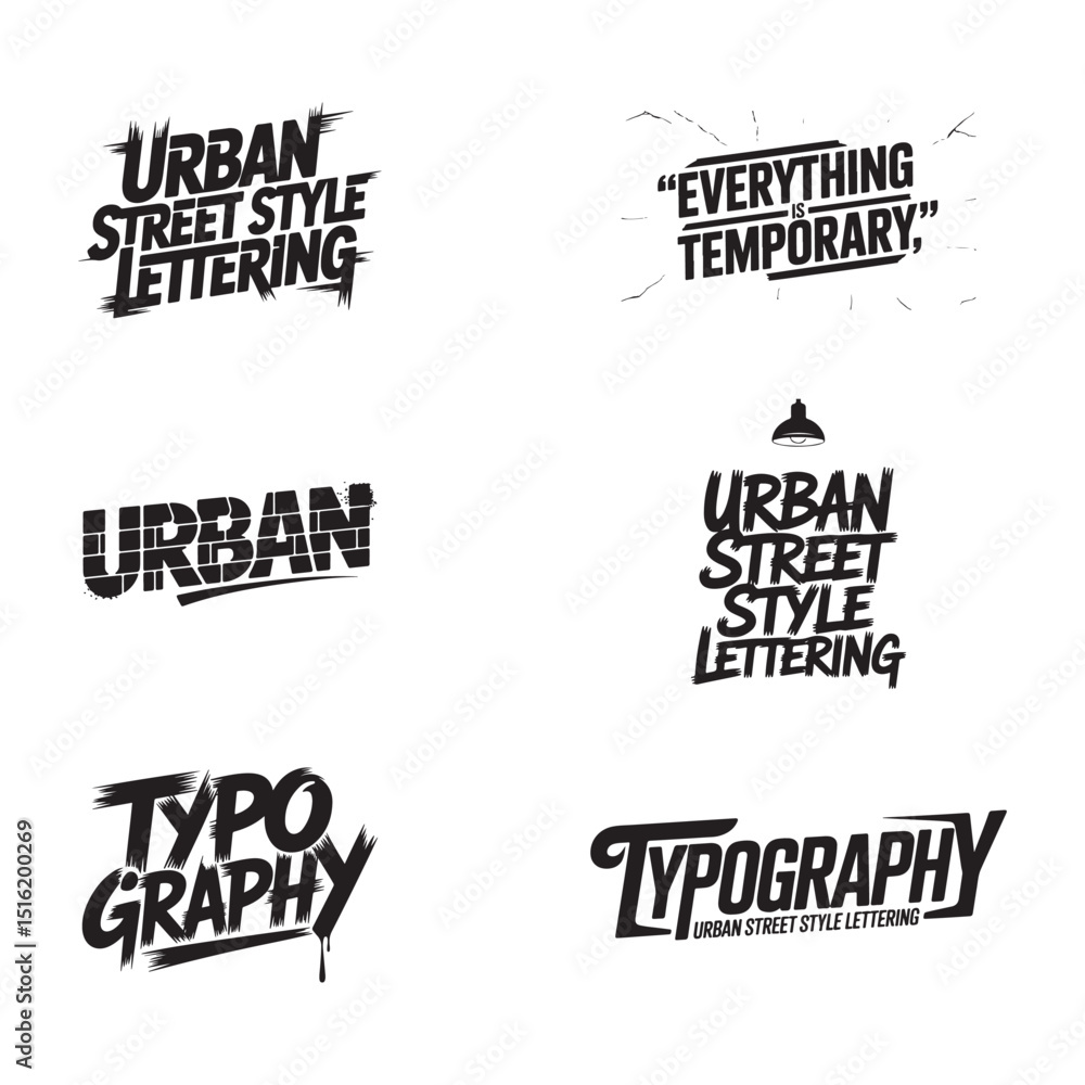 Obraz premium Urban Street Style Typography Vector Set – Graffiti Lettering & Modern Font Collection