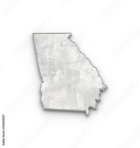 3D Map of Georgia State on isolated transparent png