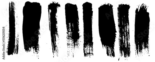 Straight line vector brush strokes. Black hand drawn stripes. 