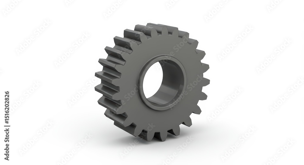 Single Grey Gear, Mechanical Part, Industrial Component, 3D Render Single Grey Gear, Mechanical Part, Industrial Component, 3D Render