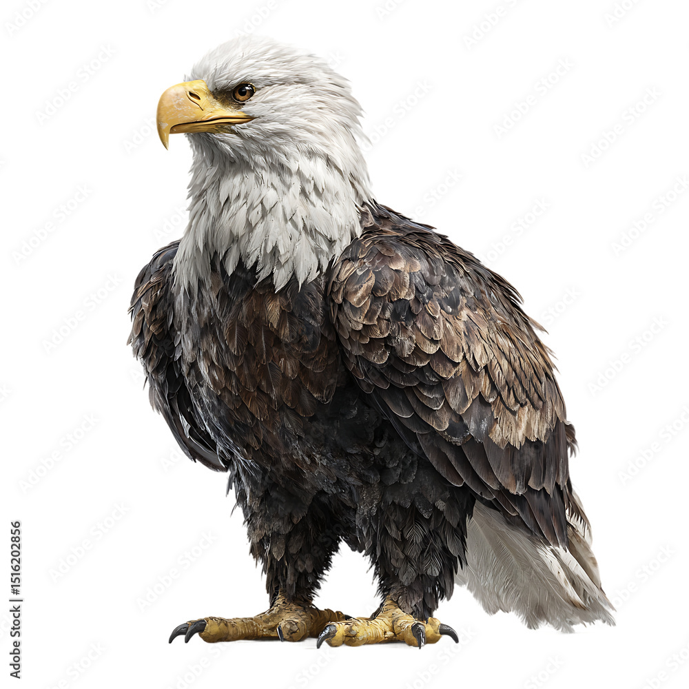 Obraz premium Majestic Bald Eagle Standing Tall Isolated On A Transparent Background in PNG