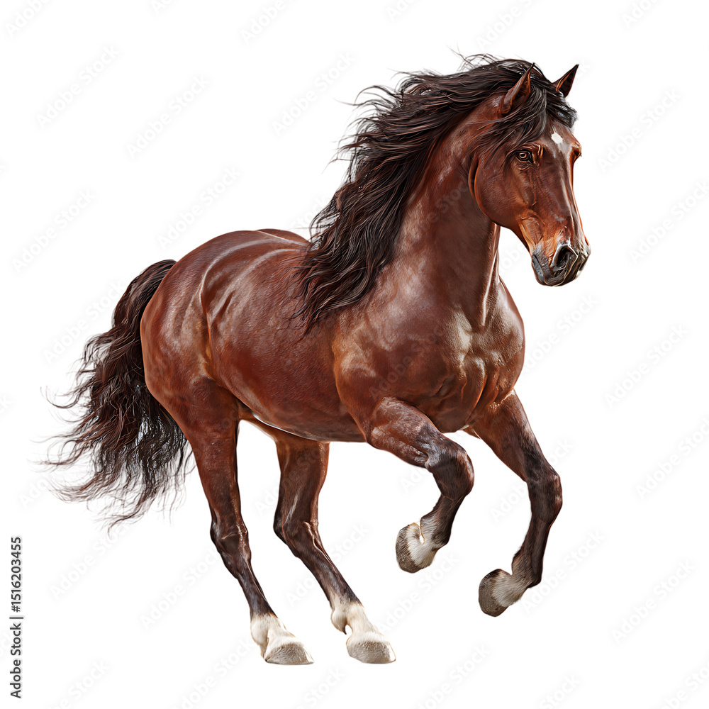 Obraz premium Majestic Brown Horse Isolated on Transparent Background A Stunning Equine Image