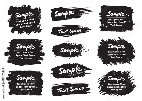 荒い筆書きの黒いグランジ系フレーム11点セット