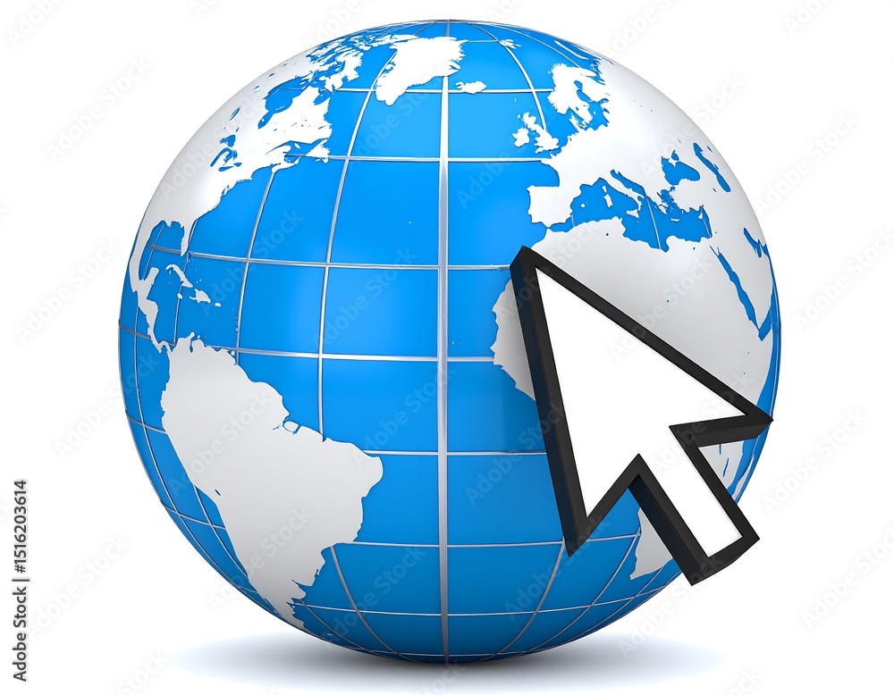 Naklejka premium Globe with a pointing arrow