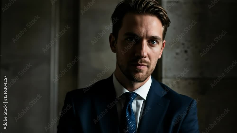 Captivating Portrait: A distinguished figure is a masterclass in composure and ambition, exuding an air of quiet confidence and sophistication, framed within an elegant backdrop. Captivating Portrait: A distinguished figure is a masterclass in composure and ambition, exuding an air of quiet confidence and sophistication, framed within an elegant backdrop.