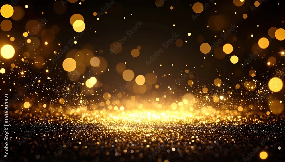Fototapeta premium Luxurious dark background with sparkling golden lights for festive celebrations and elegant designs