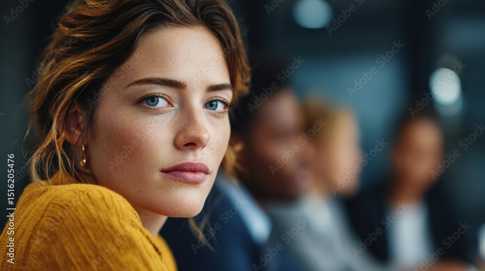 Fototapeta premium Young Woman in a Casual Workplace Setting