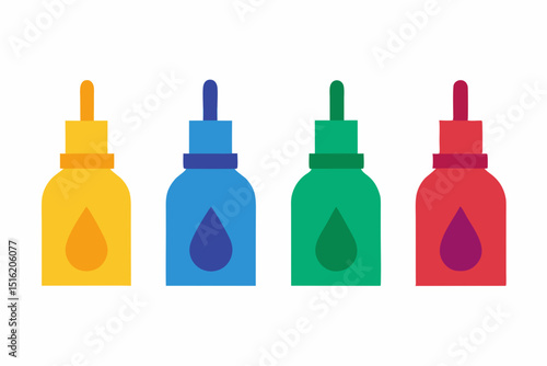 set of Oil dropper bottle icon vector silhouette illustration isolated on white background