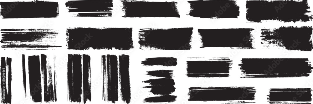 Grunge Brush Strokes Vector Set Isolated on White Background Grunge Brush Strokes Vector Set Isolated on White Background
