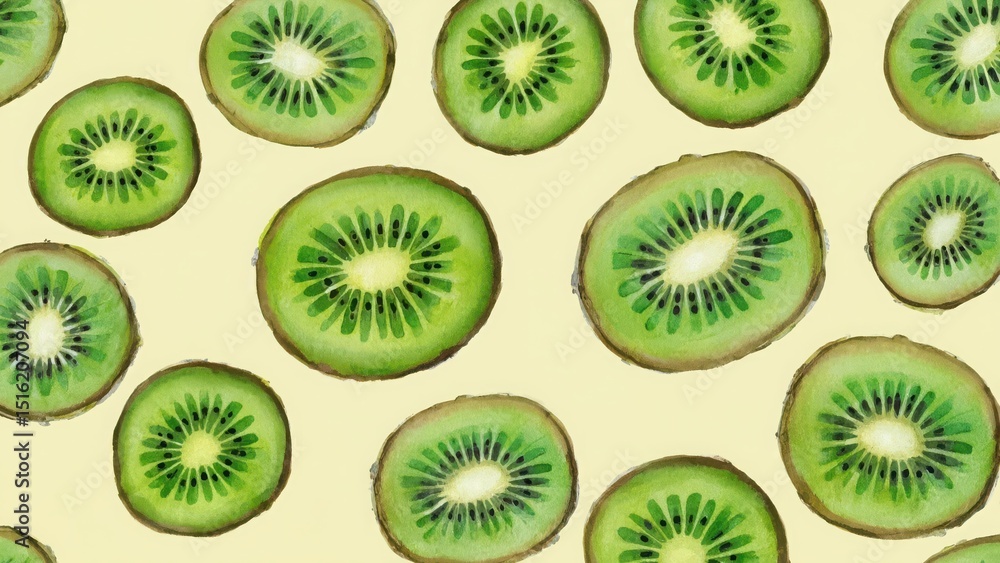 Fototapeta premium seamless watercolor pattern with kiwi