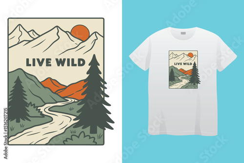 Camping T-Shirt Design – Outdoor Adventure, Nature Exploration, and Wilderness Graphic Tee.
