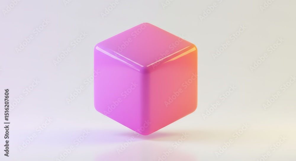 Fototapeta premium Pink Cube Abstract 3D Render
