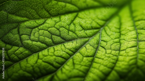 Vibrant green leaf texture in close-up, showcasing nature's organic beauty and intricate details.
