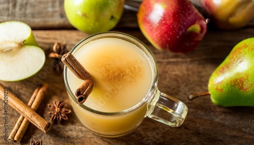 Wallpaper Mural Warm apple cider with cinnamon sticks and pears enjoying cozy autumn atmosphere Torontodigital.ca