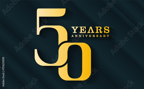 50th anniversary celebration vector background. with gold number and dark green background, for greeting card, event