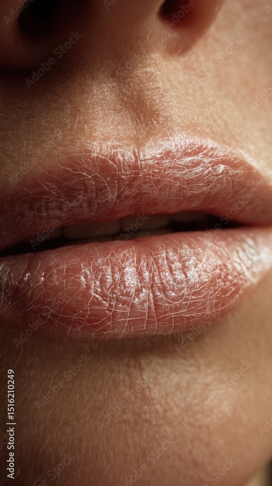 Fototapeta premium Closeup of natural lips and skin texture