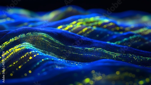 Abstract digital wave pattern with vibrant glowing lines.