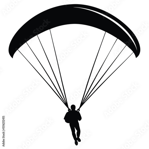 paraglider silhouette on black background