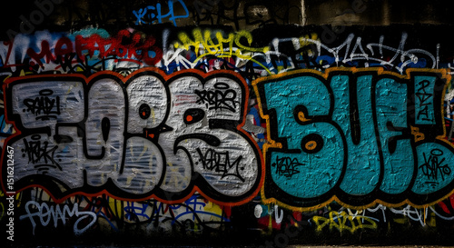 Dynamic Urban Art Depicting Expressive Graffiti On Concrete Wall