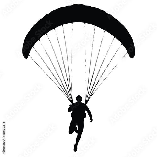 paraglider silhouette on black background