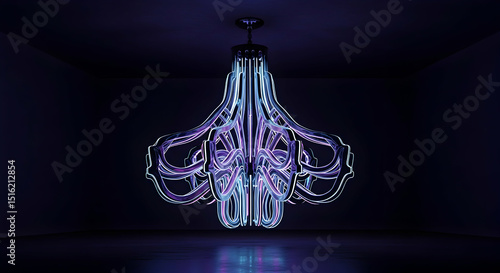 Elegant And Exquisite Neon Chandelier Emitting A Luxurious Light