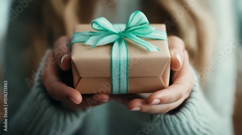 A beautifully wrapped gift box with a lush green ribbon, perfect for any occasion, evokes feelings of anticipation and joy in both the giver and receiver.