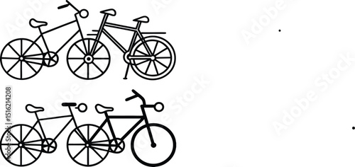 Silhouette Collection of Bicycles and Tricycles – Vector Illustration