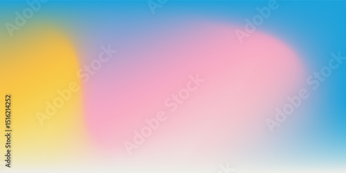 Abstract clear blue sky. Pastel rainbow. Light blue, pink and yellow color vector banner. Pastel gradient sky pattern. Blurred light fuzz colorful gradient background. Vector