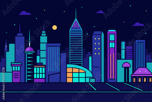 a bustling metropolis at night illuminated