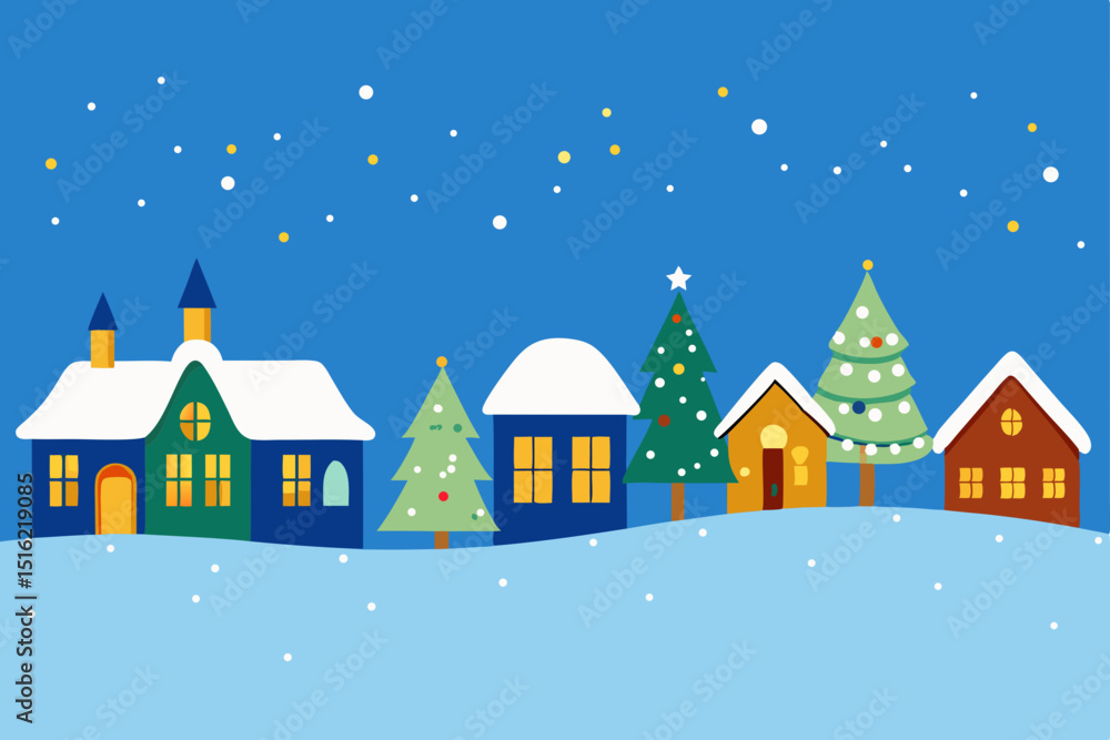 Fototapeta premium winter landscape with houses