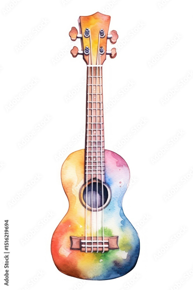 Obraz premium A Ukulele guitar white background performance.