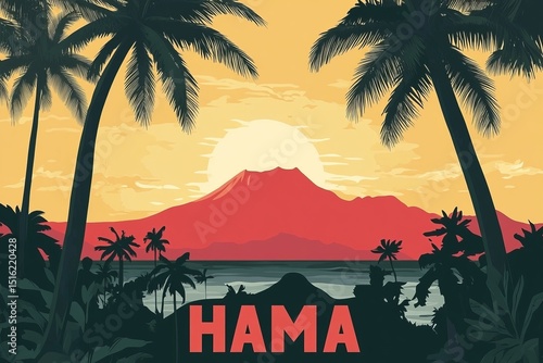 minimalist poster flat design Hawaii 