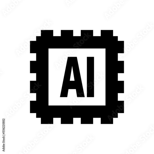 Artificial intelligence AI processor setting vector icon web site, logo, social media. vector	