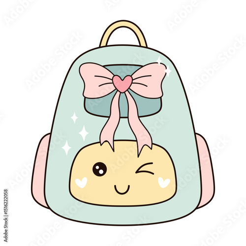Retro groovy school bag, kids school backpack, Back to school clipart, cute hand drawn vector illustration in flat style	