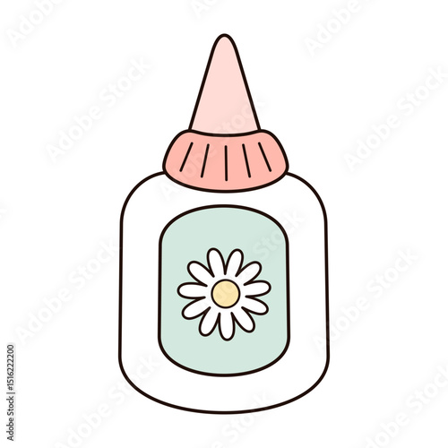Cute glue clipart, groovy school supplies, back to school, teacher, cute hand drawn vector illustration in flat style	
