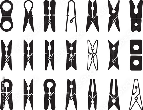 Collection of various clothespin designs and styles