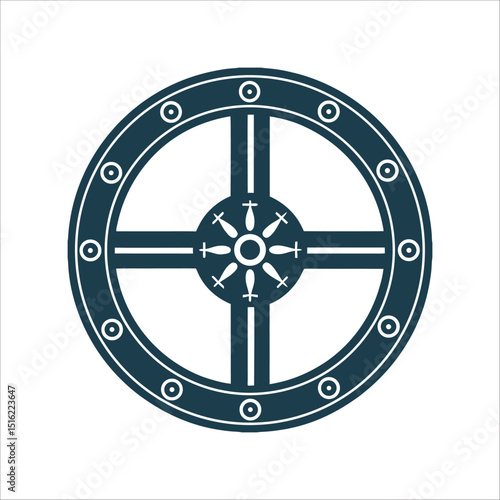 Minimalist Sun Wheel Vector for Solstice Solar Wheel Sun Cross A simplified sun wheel for solstice magic