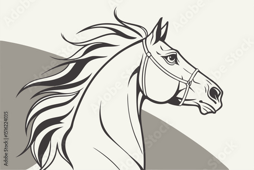 Outlined Grace: Horse Head Illustration
