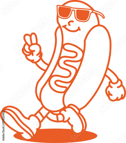 hot dog mascot illustration vector logo