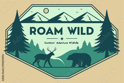 Roam Wild: Outdoor Adventure & Wildlife Label Set