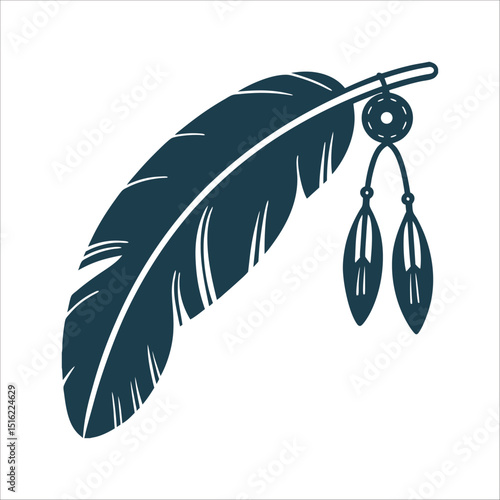 Crows Gift A single black feather with a seed pod tied to its shaft by thread messengers Crow's Gift: Feather and Seed Pod Offering