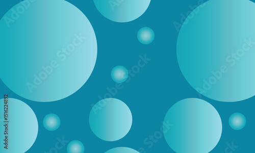 Vector background with big blue volume circles. Huge light blue bubbles. Bubble gum. Soap bubbles. Soft colorful template for design