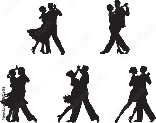 Silhouette couples ballroom dance romantic elegant
