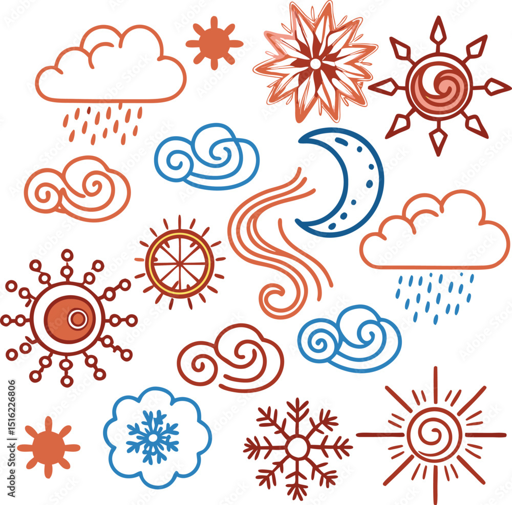 Fototapeta premium Sun and weather icon set design 