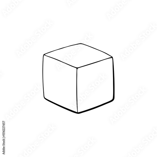 White Sugar Cube on White Background Sweetener Illustration