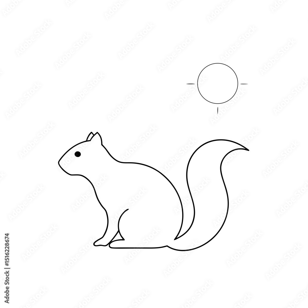 Naklejka premium Gambian Sun Squirrel on White Background Small Rodent