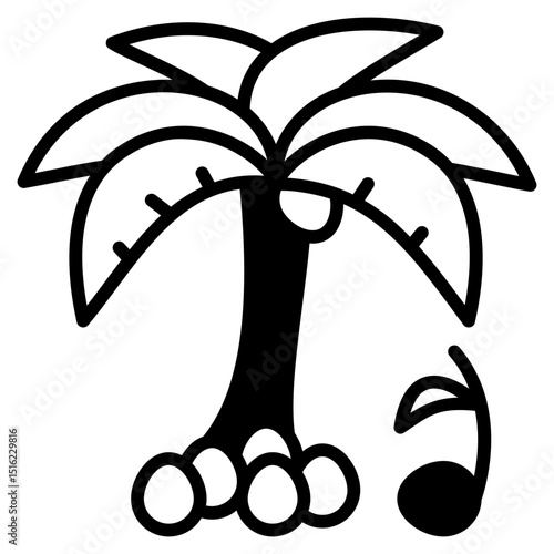 coconut tree icon with mixed style and pixel perfect base. Suitable for website design, logo, app and UI. Based on the size of the icon in general, so it can be reduced.